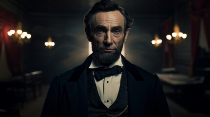 Portrait of empancipator Abraham Lincoln.generative ai
 - obrazy, fototapety, plakaty