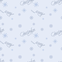 repeating pattern merry christmas lettering snowflakes on white background
