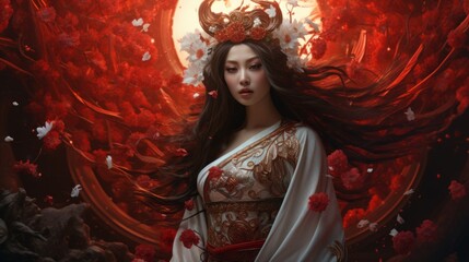 Amaterasu - The chinses goddess of the sun.generative ai
 - obrazy, fototapety, plakaty