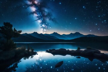 Beautiful Night Sky Landscape With Stars.
