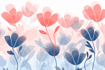 Ombre floral pattern, wallpaper, background, hand-drawn cartoon Illustrations in minimalist vector style © Aria