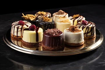 Obraz na płótnie Canvas mouthwatering display of assorted cheesecakes, from classic New York to indulgent chocolate swirl - Generative AI