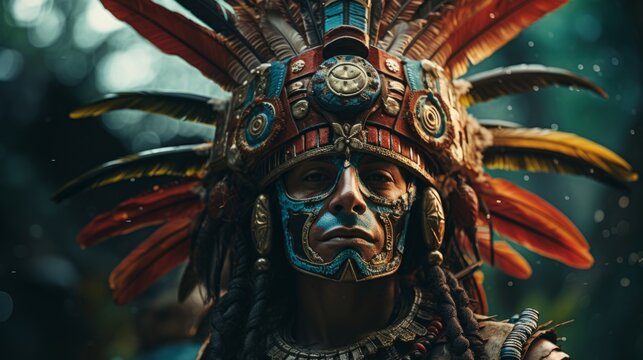 Huitzilopochtli - The azteken god of war and sun.generative ai
