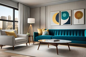 modern living room with sofa and artwork