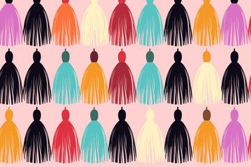 Tassels pattern, wallpaper, background, hand-drawn cartoon Illustrations in minimalist vector style