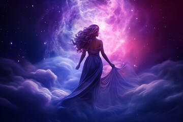 Virgo Horoscope zodiac astrological sign on a purple nebula background