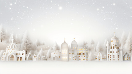 Snow kingdom Christmas holiday banner background - obrazy, fototapety, plakaty