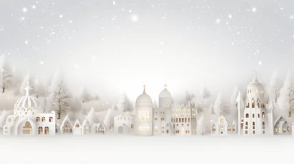 Poster Im Rahmen Snow kingdom Christmas holiday banner background © HY