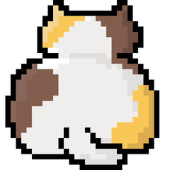 Obraz premium behind cute cat cartoon pixel art icon 8 bit illustration