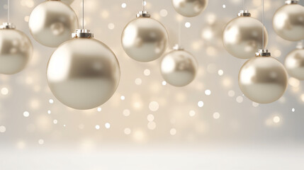 Silver baubles Christmas holiday banner background