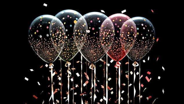 (4K) Abstract image of balloons and confetti
