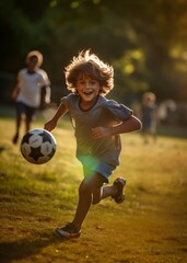 child playing football