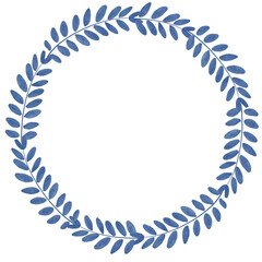 Watercolor circle leaf wreath frame