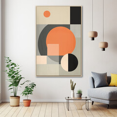 geometric shapes art poster in the style of textured 