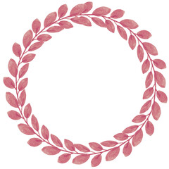 Fototapeta na wymiar Watercolor circle leaf wreath frame