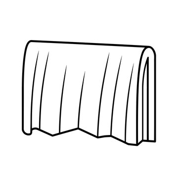 Fabric-covered cornice vector icon in minimalistic, black and red line work, japan web