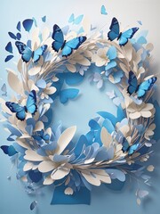 Fototapeta na wymiar Free Vibrant Floral Watercolor Butterfly and Flowers Background Generative Ai