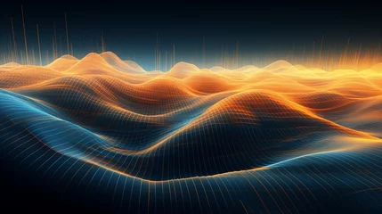 Fotobehang Colorful Sound Wave on Black Background © BackgroundHolic