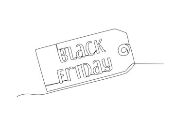 A promo shopping tag. Black Friday one-line drawing
