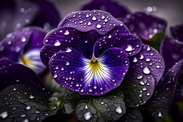 purple flower with water drops
 4k HD quality photo.