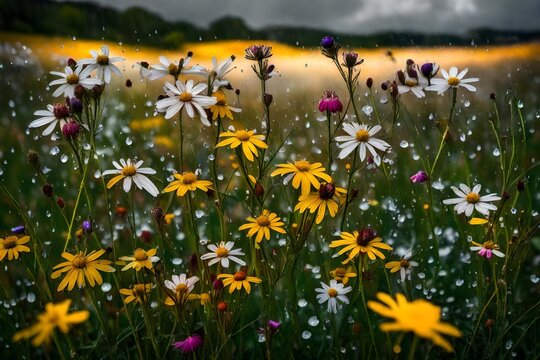 meadow with flowers
 4k HD quality photo.
