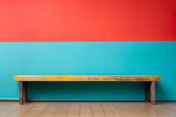Bank vor einer bunten Wand