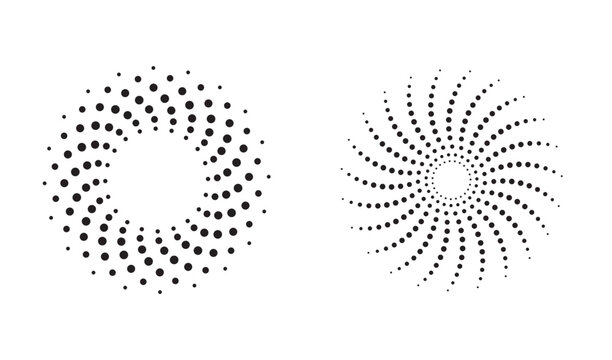 Fibonacci Dotted Spiral art element on a white background. Swirl pattern dots vector illustration. Abstract dotted spiral vortex. easily editable icon vector art illustration.
