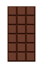 Chocolate bar. Yummy dark bitter milky choco part . Cacao sweet food design. Flat vector illustration isolated on white background.