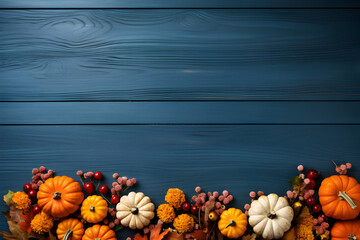 Autumn Thanksgiving Colorful Setting Background - obrazy, fototapety, plakaty