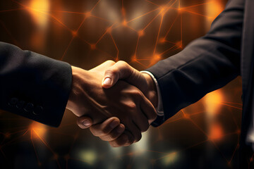 Bussines partners handshakes in modern open space on the background of coworking team on new startup project