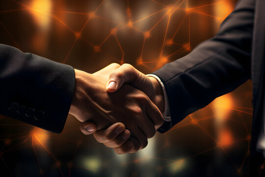 Bussines partners handshakes in modern open space on the background of coworking team on new startup project