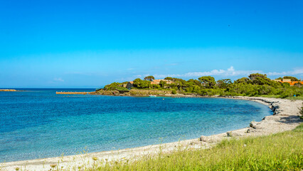 view at Tamerici Beach near Pischina Salidda in Sassari province Sardinia