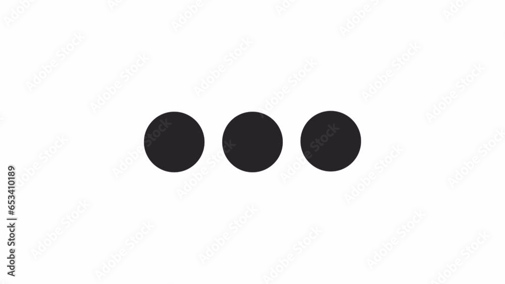 Poster three dots jumping slightly bw 2d element animation. line of dots hopping outline flat ui element ca