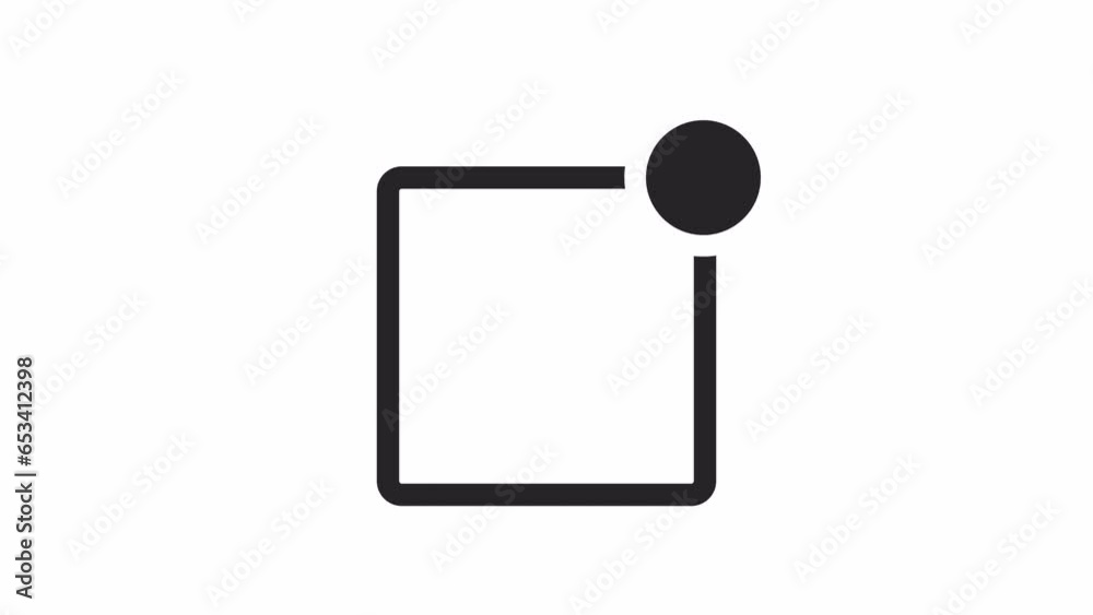 Poster square with dot spinning clockwise black and white loading animation. simplicity outline 2d cartoon 