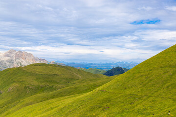 A view of the Dolomites and the countryside into Val di Fassa - Timelapse