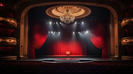A grand auditorium, the stage set for a night of captivating performance