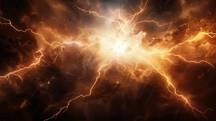 Deurstickers electric lightning collision powerful illustration background power, light blast, electricity thunder electric lightning collision powerful © sevector
