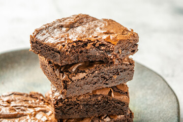 delicious brownies in a plate homemade gourmet