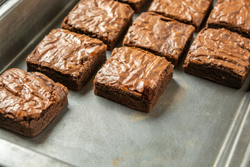 delicious brownies in a baking dish