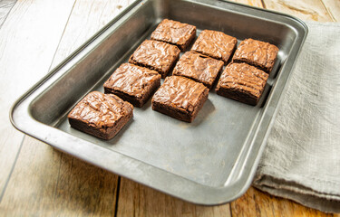 delicious brownies in a baking dish