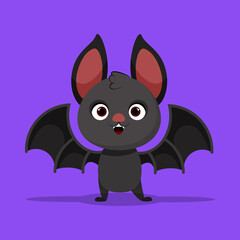 Black funny character bat with spread wings