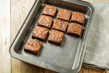 delicious brownies in a baking dish