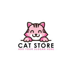 cat store logo design vector