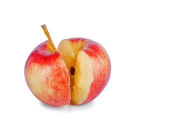 Fresh red apple, cut isolated on white background