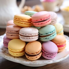 Obraz premium Macarons - Delicate, Colorful, French, Perfect for Dessert Lovers