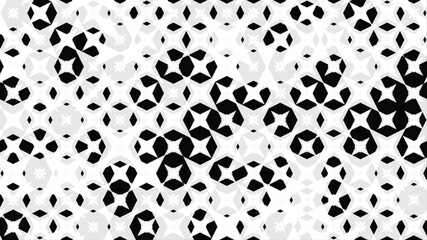 Random Black and White Abstract Shapes from Stars, Vector Pattern