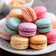 Obraz premium Macarons - Delicate, Colorful, French, Perfect for Dessert Lovers