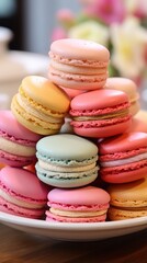Fototapeta na wymiar Macarons - Delicate, Colorful, French, Perfect for Dessert Lovers