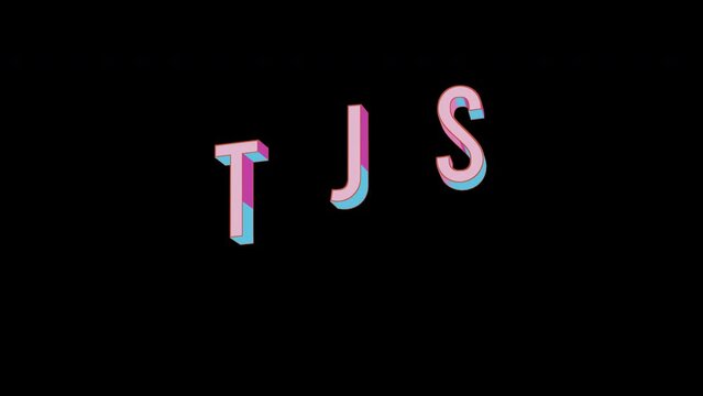 Bright letters jump merrily in the inscription TJS ISO code currency. Retro. Alpha channel black. Looped from frame 120 to 240, Alpha BW at the end