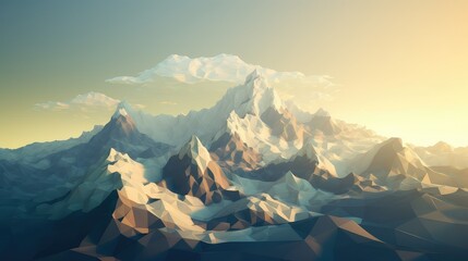 design voxel mountain landscape illustration perspective terrain, view panorama, digital peak...